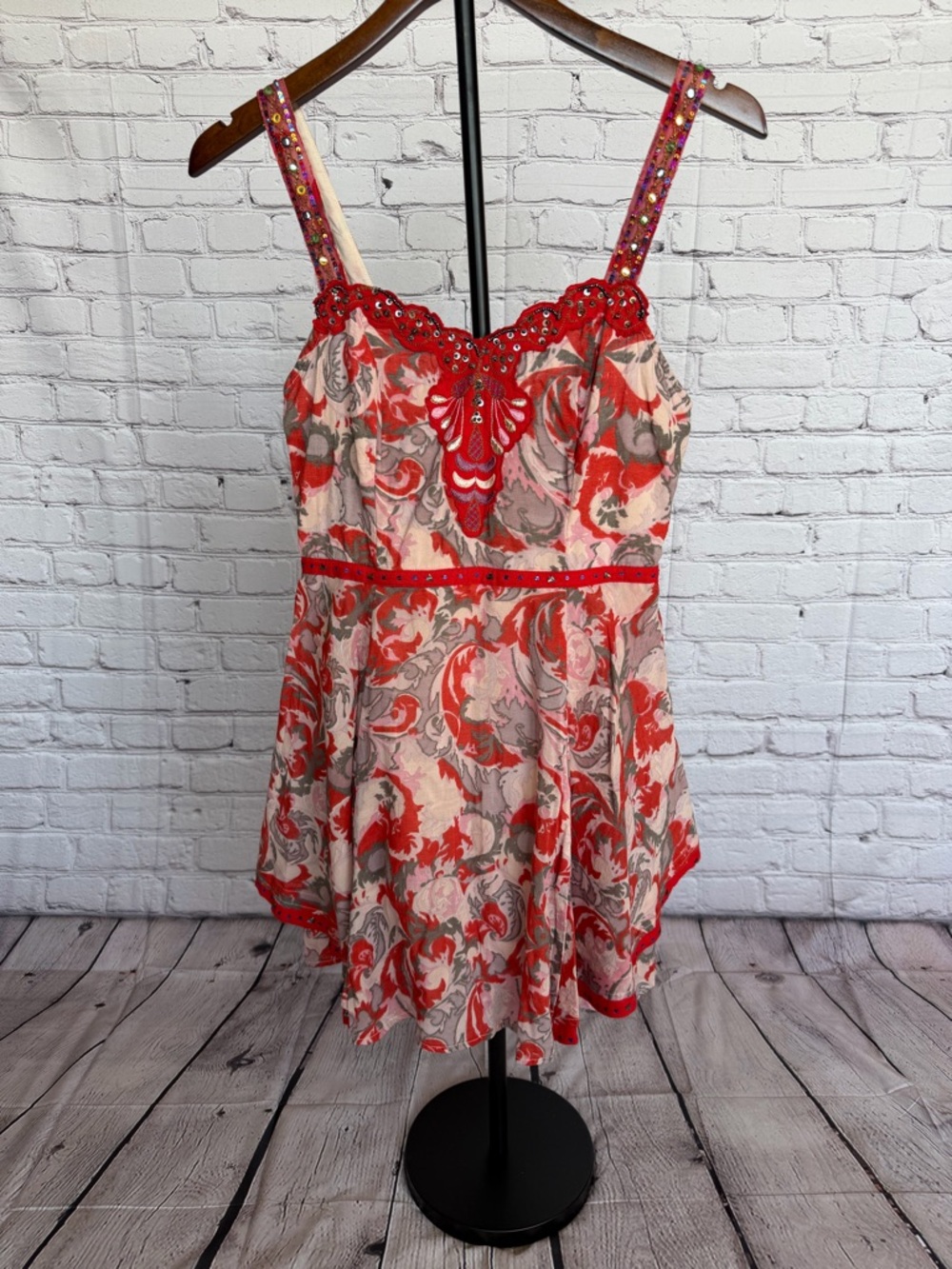 Free People Red and White Floral Dress